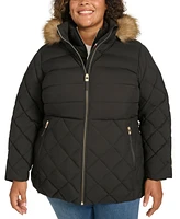 Tommy Hilfiger Plus Faux-Fur-Trim Hooded Puffer Coat, Created for Macy's