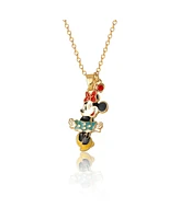 Disney Minnie Mouse Brass Flash Yellow Gold Plated & Red Crystal Pendant