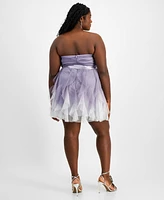 pear culture Plus Size Ombre-Mesh Glitter Corkscrew Dress