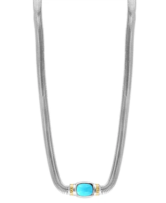 Effy Turquoise Fancy 18" Collar Necklace in Sterling Silver & Gold-Plate