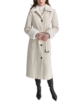 Dkny Women's Faux-Fur-Trim Single-Breasted Belted Coat