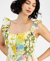 Guess Women's Carine Floral-Print Peplum Sleeveless Top