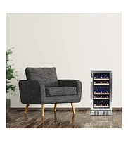 Newair 15" Built-in 29 Bottle Dual Zone Compressor Wine Fridge in Stainless Steel, Quiet Operation with Beech Wood Shelves