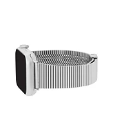 Anne Klein Women's Silver-Tone Stainless Steel Ribbed Bracelet designed for Apple Watch 42mm (Series 10) & 38/40/41mm