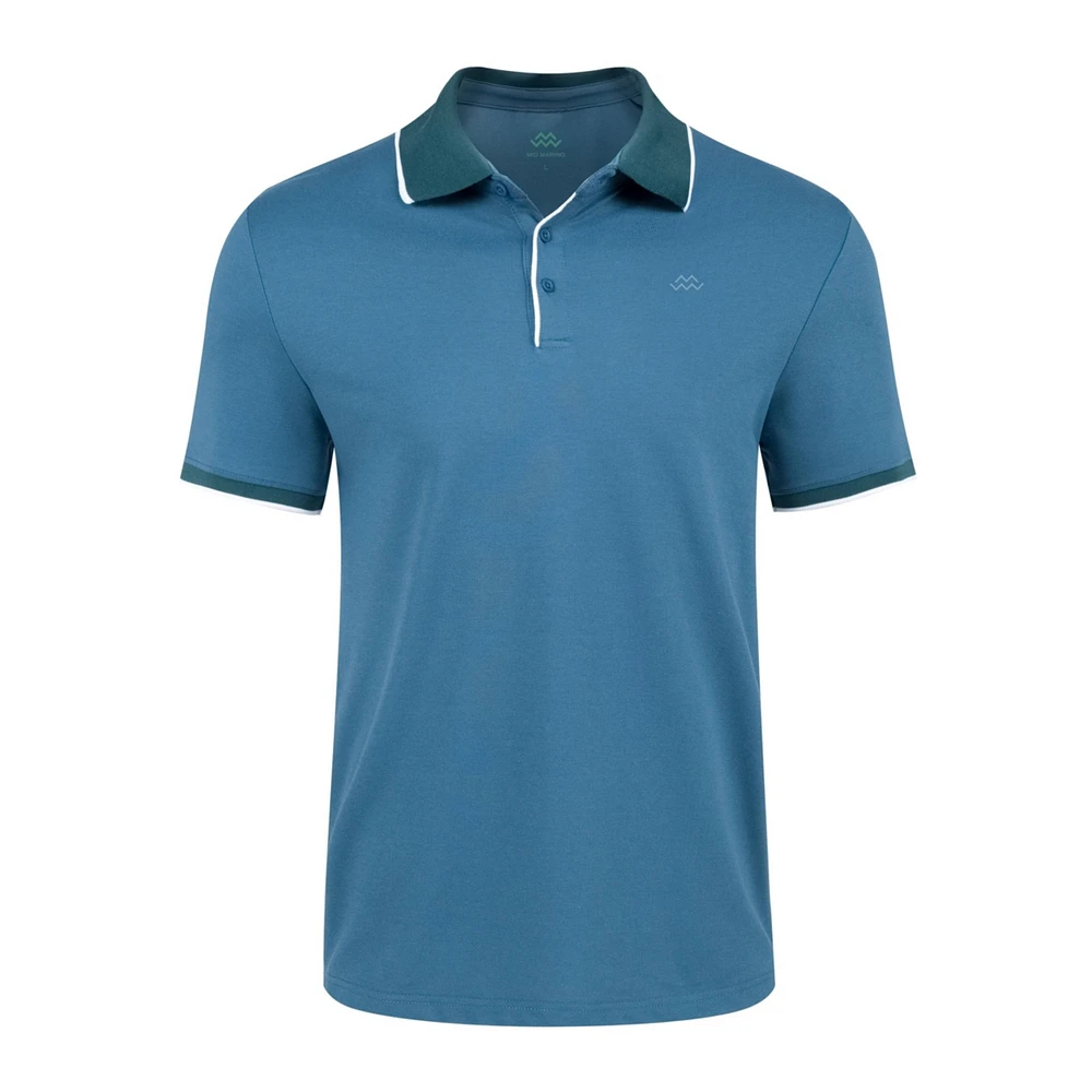 Mio Marino Big & Tall Classic-Fit Cotton-Blend Pique Polo Shirt with Contrast Collar