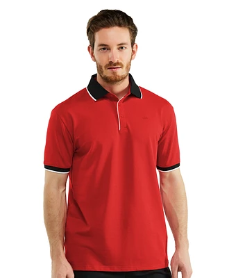 Mio Marino Big & Tall Classic-Fit Cotton-Blend Pique Polo Shirt with Contrast Collar