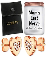 Lovery 3-Pc. Heart Earrings & "Mom's Last Nerve" Candle Gift Set