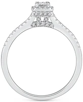 Diamond Halo Double Row Engagement Ring (1/2 ct. t.w.) in 14k White Gold