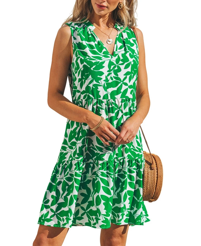 Cupshe Women's Bright Tropics Sleeveless A-Shape Mini Beach Dress