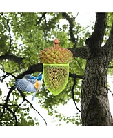 Slickblue Metal Acorn Wild Bird Feeder Outdoor Hanging Food Dispenser for Garden Yard-Brown