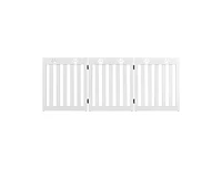 Slickblue 24 Inch Folding Wooden Freestanding Pet Gate Dog Gate with 360° Hinge