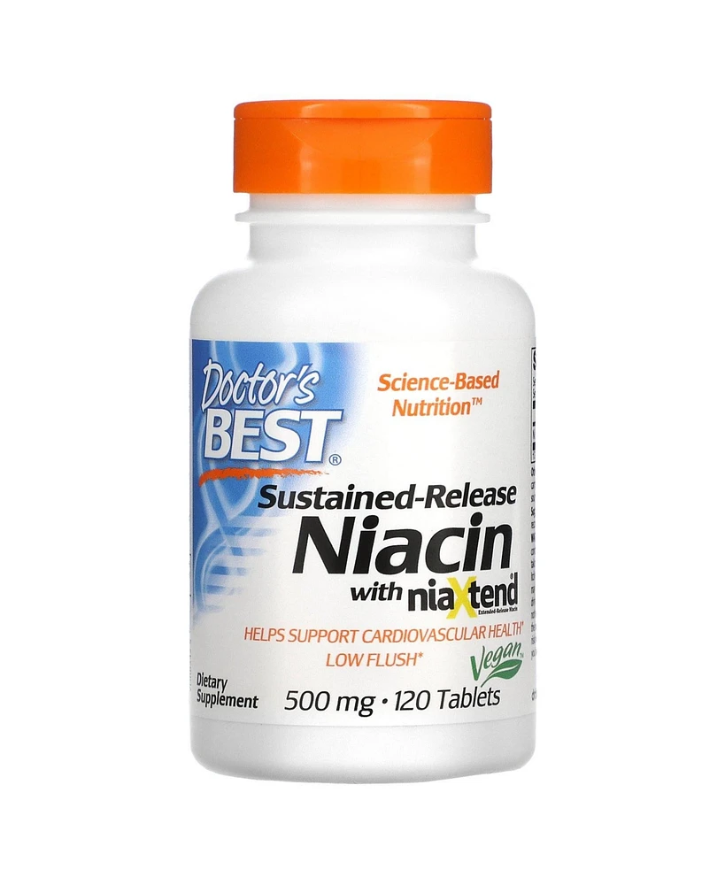 Doctor's Best Sustained-Release Niacin with niaXtend 500 mg - 120 Tablets - Assorted Pre