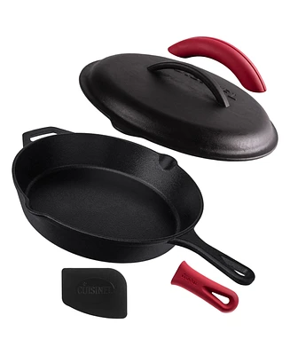 Cuisinel Cast Iron Skillet with Lid - 12"-inch Pre-Seasoned Covered Frying Pan