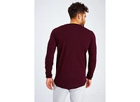 Leif Nelson Men's Slim Fit CrewNeck Long T-Shirt | Classic Stylish Longsleeve Round Neck Tee Bordeaux S-Size