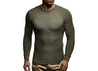 Leif Nelson Men's Sweater Pullover Hoodie Basic Crew Neck Sweatshirt Longsleeve Slim Fit LN1545 Xx-Large, Khaki