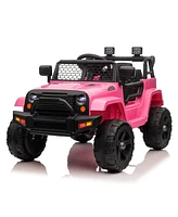 Yescom 12V Kids Ride On Truck Car Jeep with Remote Control, Led,3 Speeds Pink