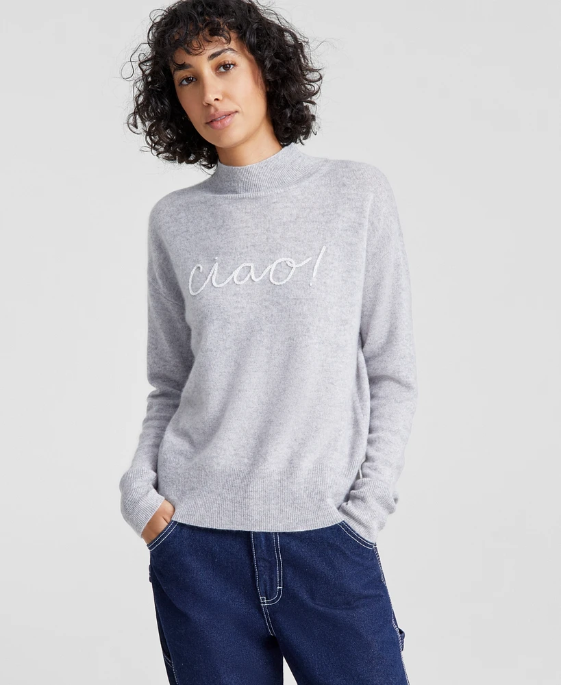 Charter Club Women's Cashmere Ciao Mock Neck Sweater, Created for Macy's