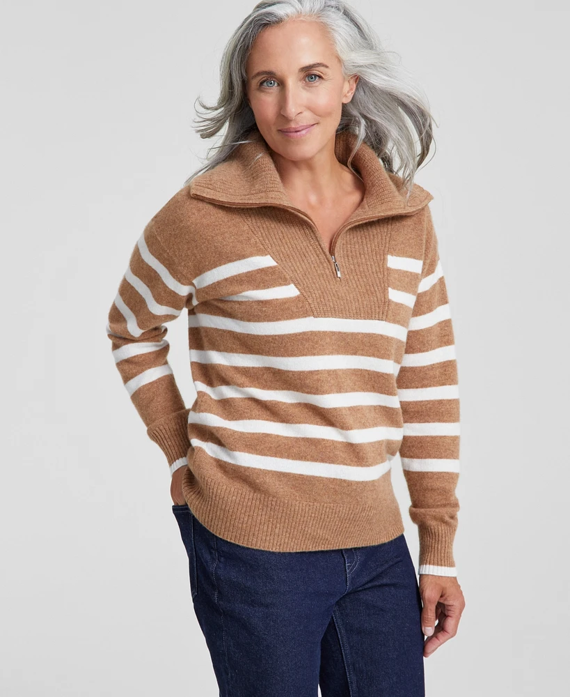 Charter Club Women's 100% Cashmere Eloise Quarter-Zip Long-Sleeve Sweater, Created for Macy's