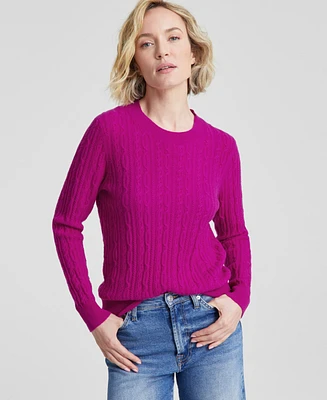 Charter Club Women's 100% Cashmere Cable-Knit Crewneck Sweater, Created for Macy's