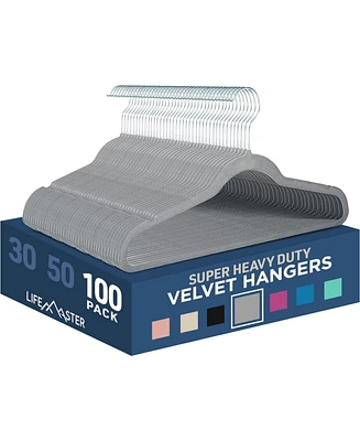 Lifemaster 100 Pcs. of Velvet Non-Slip Hangers for Clothes