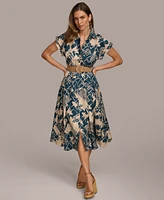 Donna Karan Women's Linen-Blend Printed Shirtdress