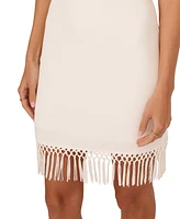 Adrianna by Papell Women's Halter-Neck Fringe-Trim Sheath Dress