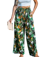 Cupshe Women's Tropical Palm Wide Leg Pants