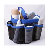 Yescom Portable Mesh Shower Caddy Tote 8 Pockets Bathroom Carry Bag Blue/Black Opt