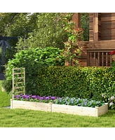Slickblue Raised Garden Bed with Planter Box and Trellis-Natural