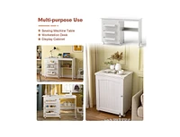 Slickblue Folding Sewing Craft Table Shelf Storage Cabinet Home Furniture