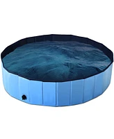 Sugift 63 Inch Foldable Leakproof Dog Pet Pool Bathing Tub Kiddie Pool for Dogs Cats and Kids-Blue