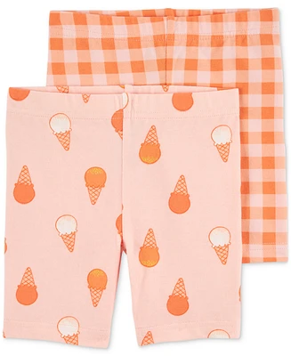 Carter's Toddler Girls Printed Stretchy Bike Shorts, Pack of 2
