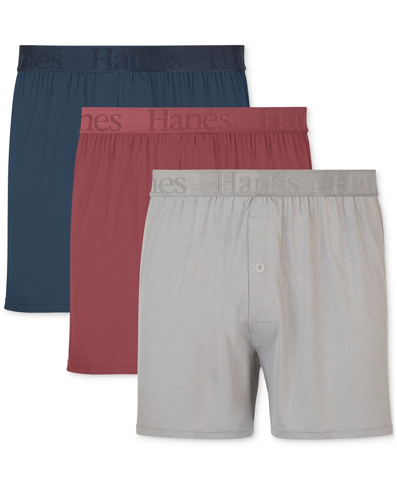 Hanes Men's 3-Pk. Originals SuperSoft Knit Boxers