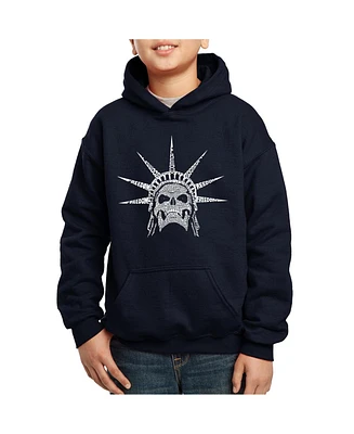 La Pop Art Boys Word Art Hooded Sweatshirt - Freedom Skull