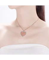 Genevive Sterling Silver 18K Rose Gold Plated Heart Pendant Necklace