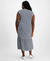 Tommy Hilfiger Plus Striped Sleeveless Midi Dress