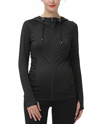 kimi + kai Maternity Essential Ruched Hooded Active Jacket