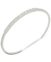 Anne Klein Silver-Tone Crystal Stone Thin Cuff Bracelet