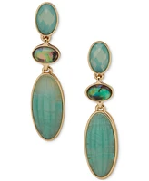 Anne Klein Gold-Tone Mixed Stone Linear Drop Earrings