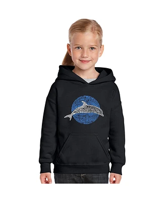 La Pop Art Girls Word Hooded Sweatshirt - Species of Dolphin