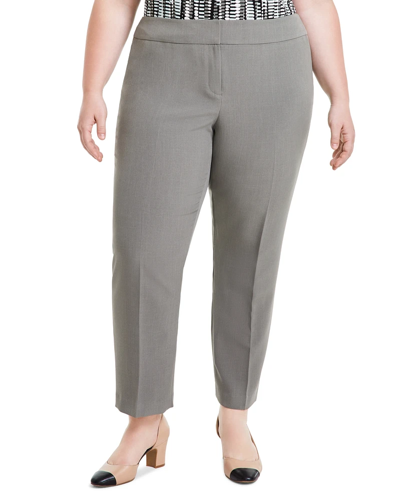 Kasper Plus Mid Rise Straight-Leg Fly-Front Pants