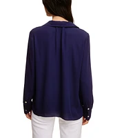 Fever Solid Soft Crepe Top W/ Collar Lace