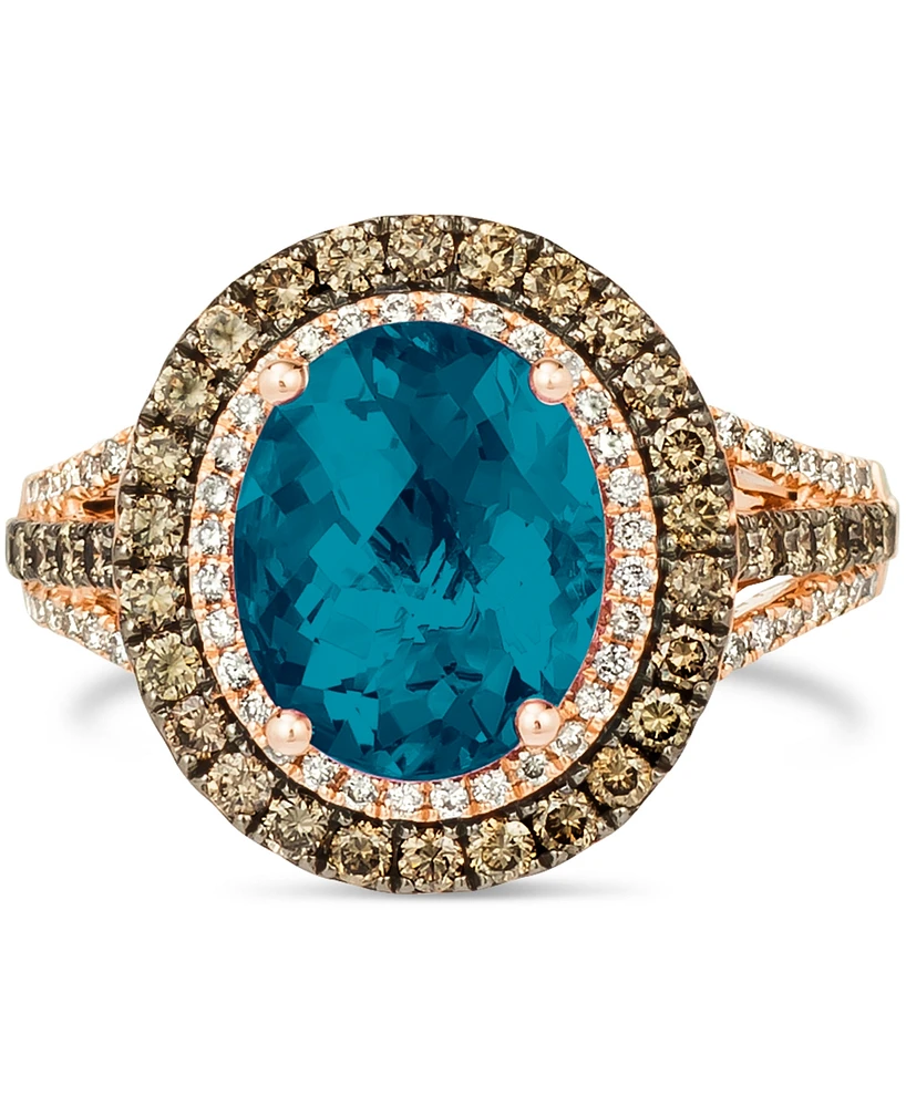 Le Vian Deep Sea Blue Topaz (4 ct. t.w.) & Diamond (7/8 ct.t.w.) Statement Ring 14k Rose Gold (Also Opal, Citrine, Amethyst, Garnet Mint Julep