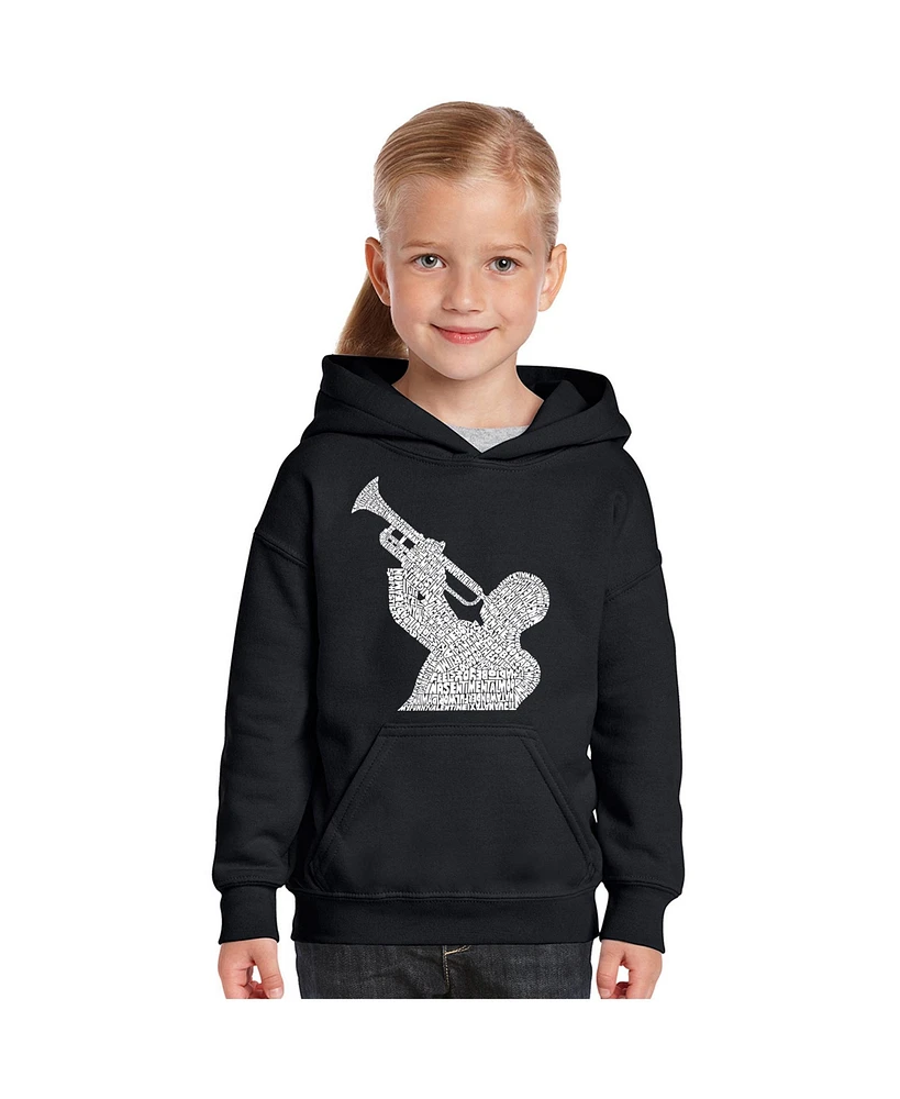 La Pop Art Girls Word Hooded Sweatshirt - All Time Jazz Songs