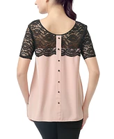 kimi + kai Maternity Lace Trim Blouse