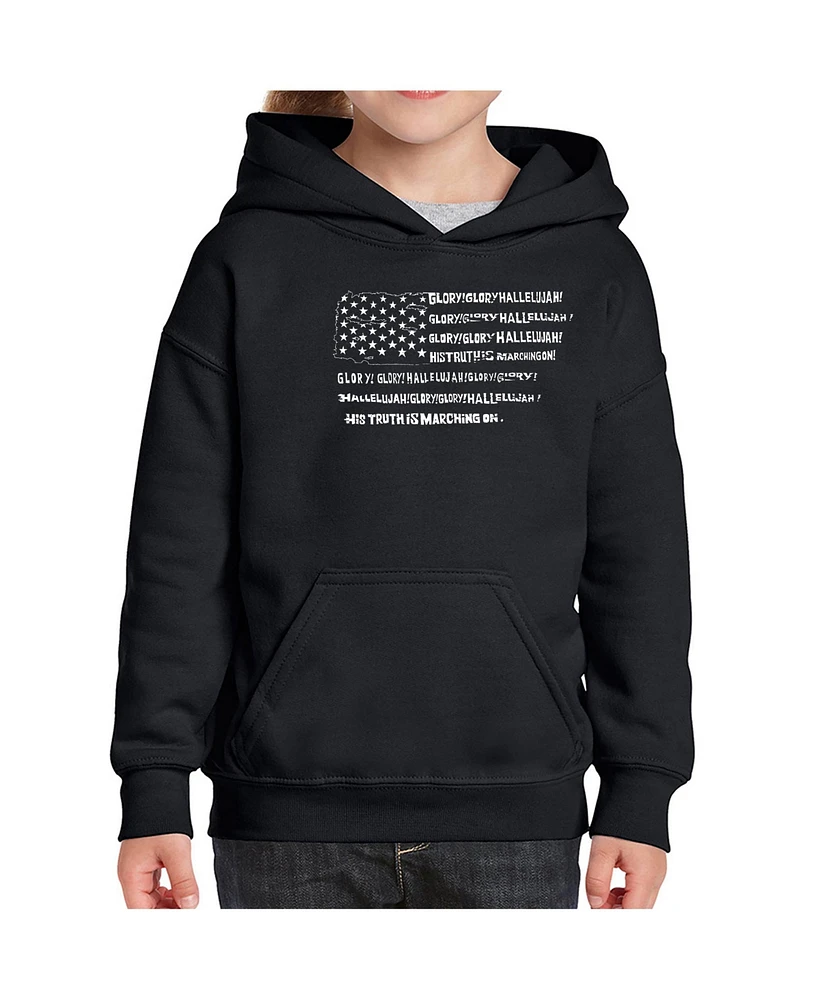 La Pop Art Girls Word Hooded Sweatshirt - Glory Hallelujah Flag