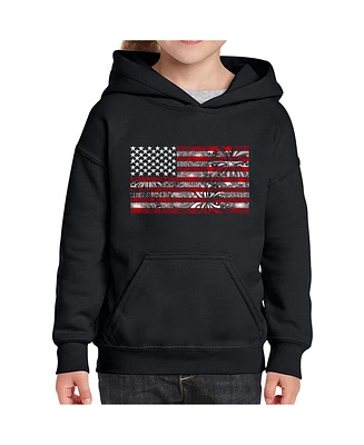 La Pop Art Girls Word Hooded Sweatshirt - Fireworks American Flag