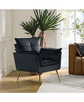 Hulala Home Velvet Accent Chair with Gold Legs for Living Room Bedroom