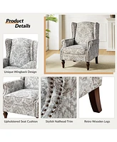 Hulala Home Millicent Upholstered Wingback Armchair with Nailhead Trim