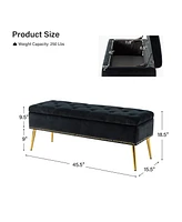 Modern Velvet Storage Ottoman Bench for Living Room Dining